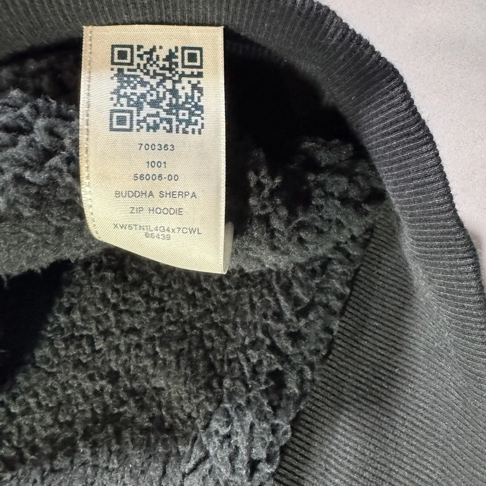 True Religion Mens Black Sherpa Lined Full Zip Hoodie Buddha Guitar Large L